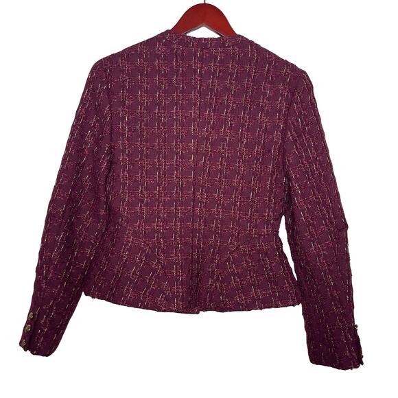 Hill House The Valentina Tweed Jacket and Mini Dress set in Burgundy Sz XS - Picture 13 of 16